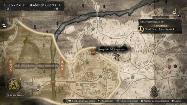 Nioh 3 - Arrepticios del Purgatorio en Hamamatsu, ubicaci�n del arrepticio de la esquina nordeste