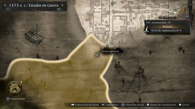 Nioh 3 - Vetas espirituales de Maisaka, ubicaci�n de la veta espiritual de la zona nordeste