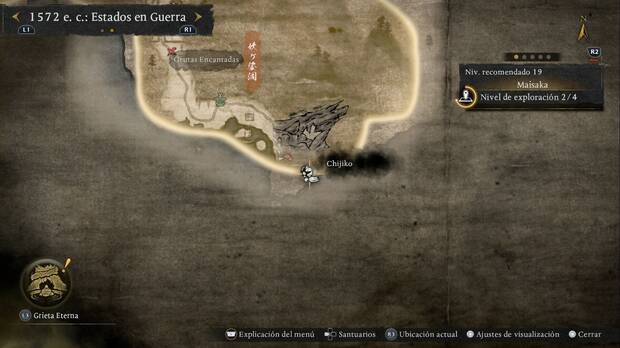 Nioh 3 - Chijiko en Maisaka, ubicaci�n del chijiko de la esquina sudeste de la regi�n