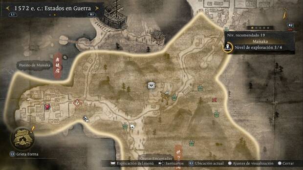 Nioh 3 - Cofres en Maisaka, ubicaci�n del cofre en la zona noroeste del Molino de agua