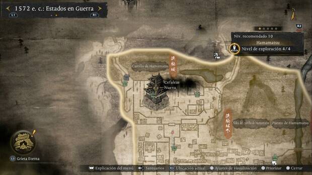 Nioh 3 - Misiones secundarias, Cefaleas, ubicaic�n de Ieyasu en la torre del Castillo de Hamamatsu