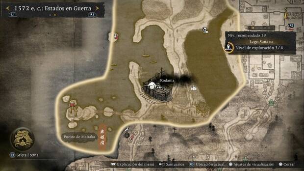 Nioh 3 - Kodama del Lago Sanaru, kodama de la base enemiga de la zona suroeste