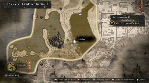 Nioh 3 - Seis jizo del Lago Sanaru, ubicaci�n de las estatuas de la zona sudeste de la regi�n