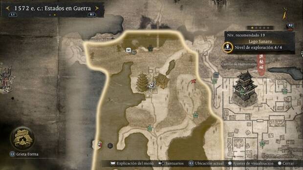 Nioh 3 - Amritas del Lago Sanaru, ubicaci�n de la amrita del sendero al norte