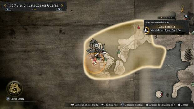 Nioh 3 - Amrita del Lago Hamana, ubicaci�n de la amrita de las celdas del castillo