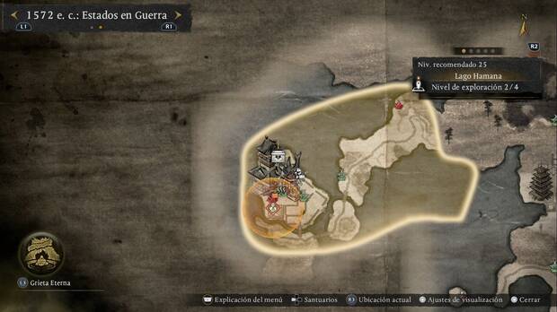 Nioh 3 - Cofres en el Lago Hamana, ubicaci�n del cofre en el castillo del Lago Hamana