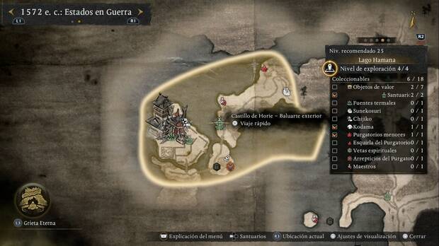 Nioh 3 - Santuarios del Lago Hamana, ubicaci�n del Castillo de Horie - Baluarte exterior en el sendero