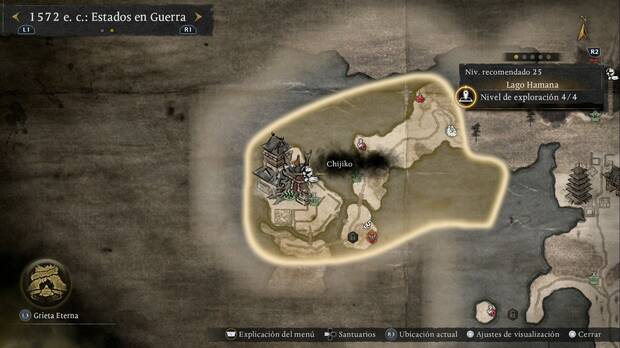 Nioh 3 - Cihijiko en el Lago Hamana, ubicaci�n del chijiko del castillo de Horie