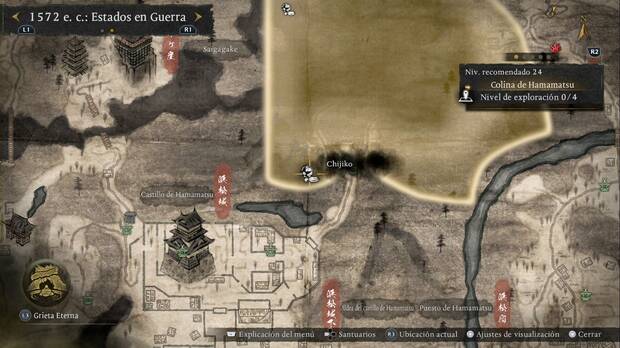 Nioh 3 - Chijiko de la Colina de Hamamatsu, ubicaci�n del chijiko de la esquina suroeste