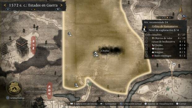 Nioh 3 - Chijiko de la Colina de Hamamatsu, ubicaci�n del chijiko del claro de la zona sur