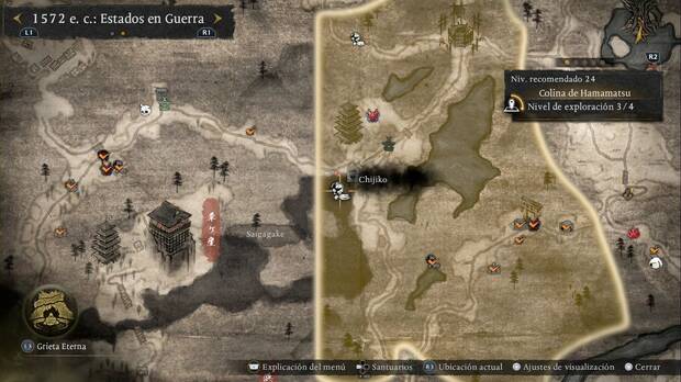 Nioh 3 - Chijiko de la Colina de Hamamatsu, ubicaci�n del chijiko del sendero oeste