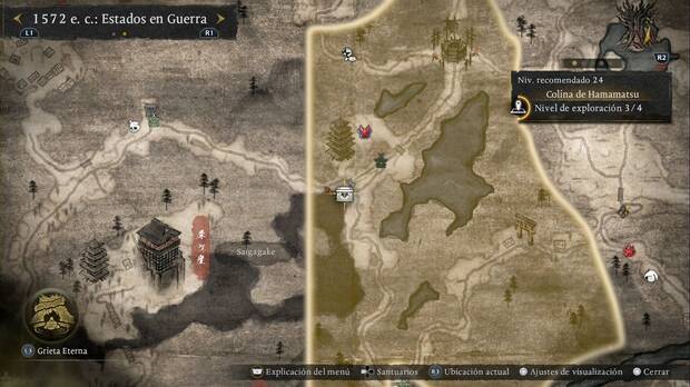 Nioh 3 - Cofres en la Colina de Hamamatsu, ubicaci�n del cofre del sendero que entra desde Mikatagahara