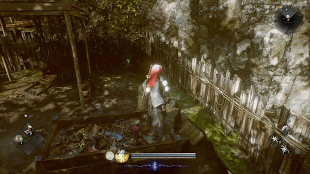 Nioh 3 - Kodama de Iinoya, ubicaci�n del kodama en el cruce de la zona sur, al norte del Desfiladero de Iinoya