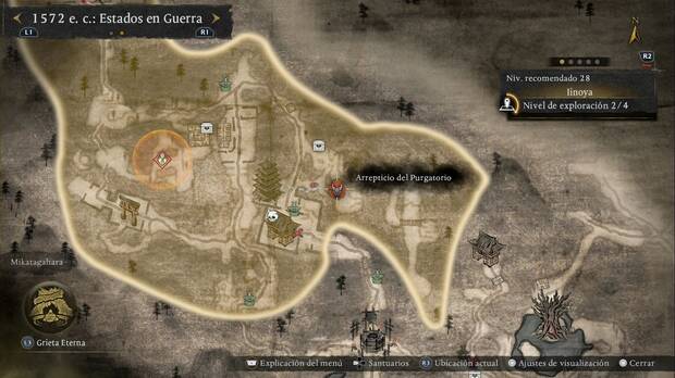 Nioh 3 - Arrepticios del Purgatorio en Iinoya, ubicaci�n del monje invocador en la zona sur-sudeste