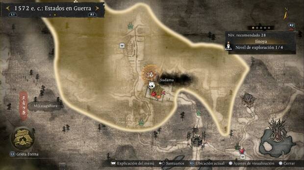 Nioh 3 - Sudama en la zona sur-sudeste de Iinoya, en el templo