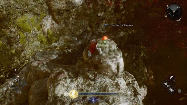 Nioh 3 - Kodamas de Iinoya, ubicaci�n del kodama en lo alto de las rocas del sendero horizontal al norte