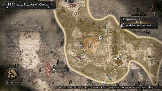 Nioh 3 - Amrita de Iinoya, ubicaci�n de la amrita en el claro del lado oeste de la regi�n