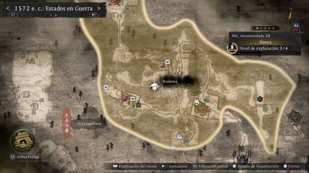 Nioh 3 - Kodama de Iinoya, ubicaci�n del kodama de la aldea desierta