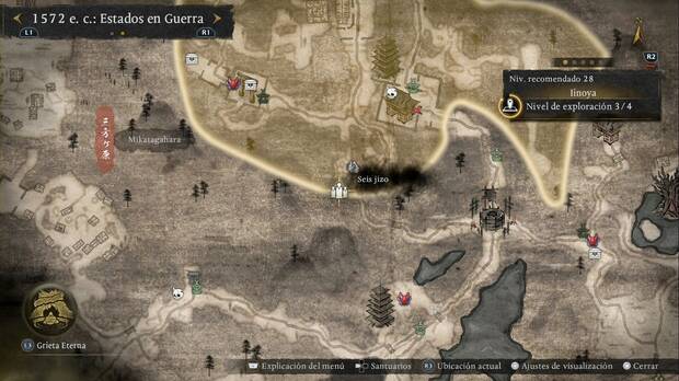Nioh 3 - Seis jizo en Iinoya, ubicaci�n de los seis jizo en la zona sur de la regi�n