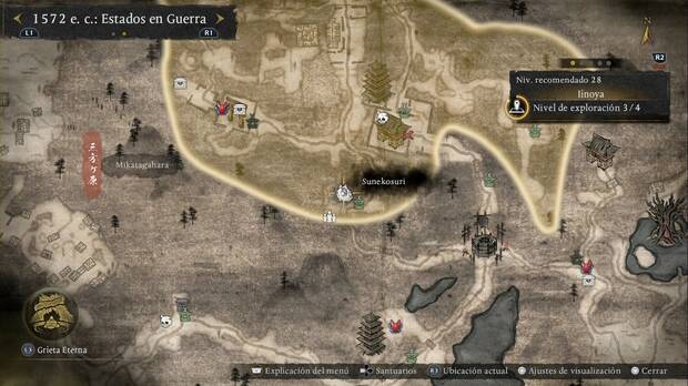 Nioh 3 - Sunekosuri de Iinoya, ubicaci�n del sunekosuri de la zona m�s al sur de la regi�n