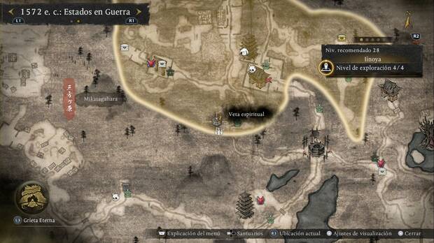 Nioh 3 - Vetas espirituales de Iinoya, ubicaci�n de la veta que lleva a los seis jizo