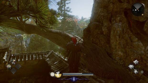 Nioh 3 - Kodama de Iinoya, rama por la que subir al tejado de la  pagoda del Templo en ruinas donde hay un kodama oculto