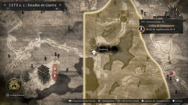 Nioh 3 -  Kodama de la Colina de Hamamatsu, ubicaci�n del kodama de la base  enemiga del oeste-noroeste