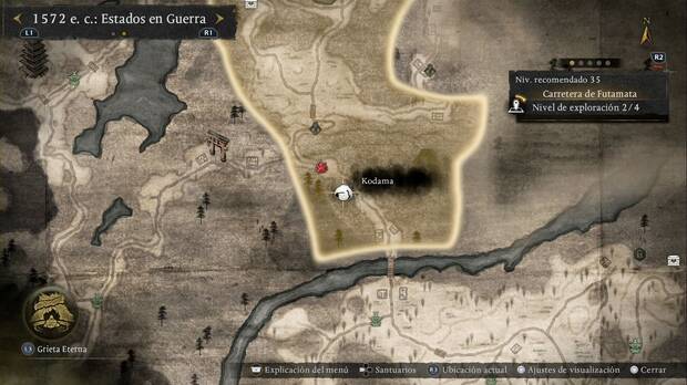 Nioh 3 - Kodama en la Carretera de Futamata, ubicaci�n del kodama del sendero sur, detr�s de una casa