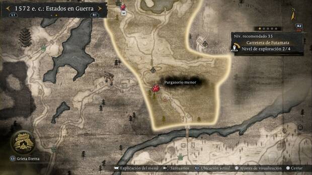 Nioh 3 - Purgatorios menores en la Carretera de Futamata, ubicaci�n del purgatorio del sendero al sur