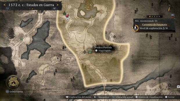 Nioh 3 - Santuarios en la Carretera de Futamata, ubicaci�n de la Pradera Plateada en la zona sur de la regi�n