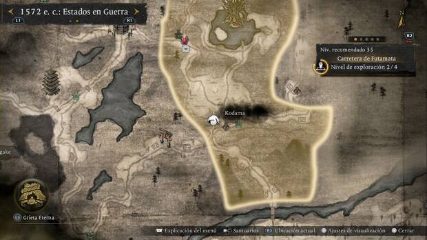 Nioh 3 - Kodama en la Carretera de Futamata, ubicaci�n del kodama de la Pradera Plateada