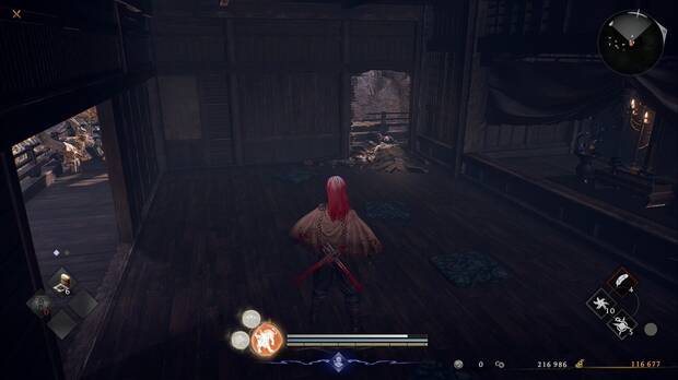 Nioh 3 - La fortaleza del miraje, agujero  en la pared del templo donde estaba Nobutada Anayama