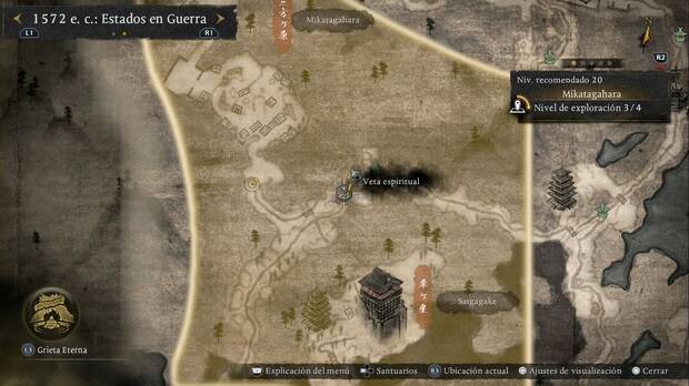 Nioh 3 - Vetas espirituales en Mikatagahara, ubicaci�n de la veta en el  sendero elevado que lleva al noroeste