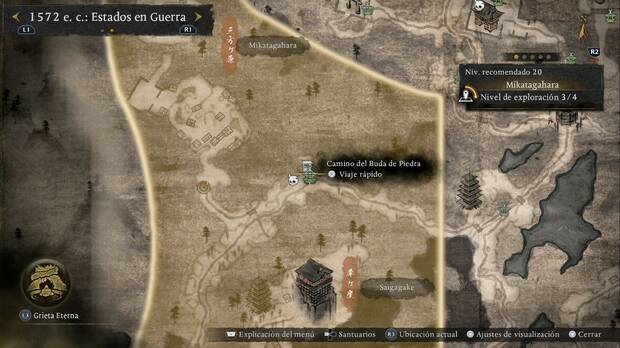 Nioh 3 - La batalla de Mikatagahara, ubicaci�n del santuario Camino del Buda de Piedra en Mikatagahara