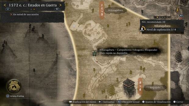 Nioh 3 - Santuarios de Mikatagahara, ubicaci�n de Mikatagahara - Campamento Tokugawa en la zona noroeste de la regi�n