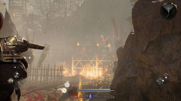 Nioh 3 - Una invasi�n feroz, yokai c�clope en el andamio al noroeste de la zona abierta