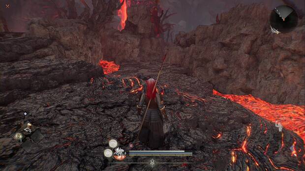 Nioh 3 - Una invasi�n feroz, camino al sur-sudeste del yokai de las llamas blancas y negras que lleva al segundo arrepticio