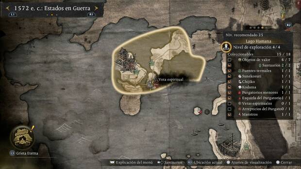 Nioh 3 - Vetas  espirituales del Lago Hamana, veta espiritual de la zona sur