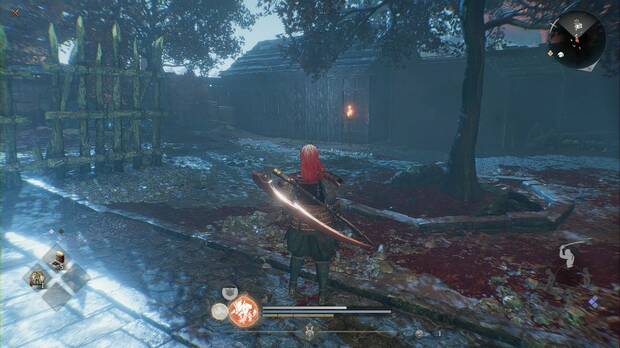 Nioh 3 - La causa del tigre, nurikabe en la zona suroeste del patio principal