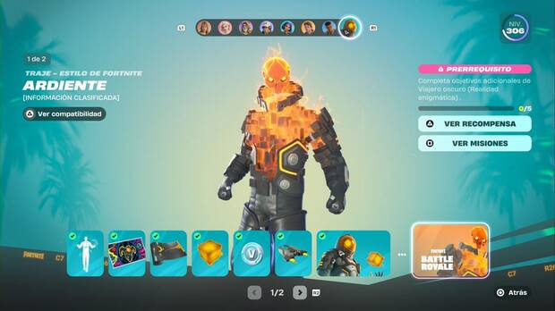 Fortnite Battle Royale - C7T1, Pase de batalla con Viajero Oscuro destacado