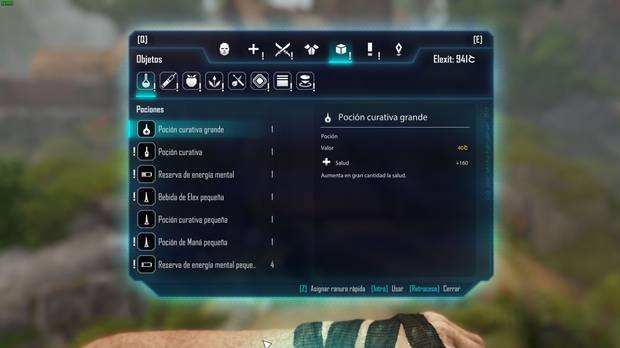El inventario es demasiado básico y no ayuda a mejorar la experiencia de juego.