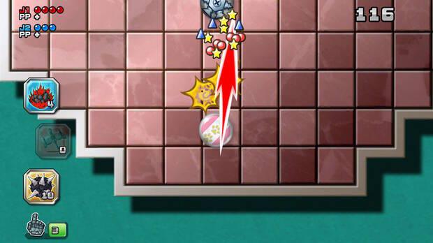 Por supuesto, no falta el minijuego de Pin Slammer en el que tendremos que usar nuestros pines para empujar al vac�o a los de nuestro rival.