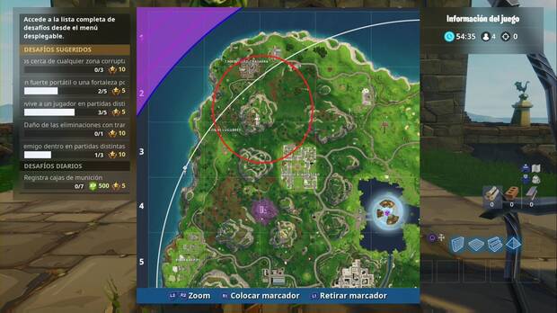 Fortnite Battle Royale - Partida de caza: localización de la estrella 1