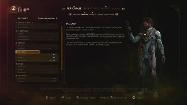 Al crear a nuestro personaje elegiremos un oficio para él (que le dará pequeñas ventajas y desventajas) y asignaremos nuestros primeros puntos de talento: ¿queréis ir con el arma por delante o con vuestro poder de convicción?
