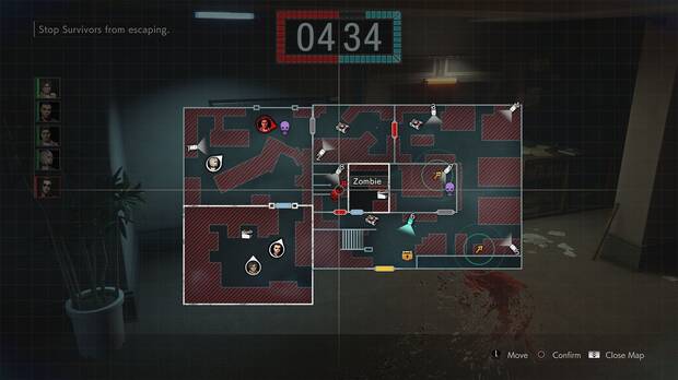 El Cerebro tiene a su disposición un mapa donde elegir desde qué cámara ver la situación y puede ver la disposición de los objetos, los zombis y los supervivientes para planear las jugadas con antelación.