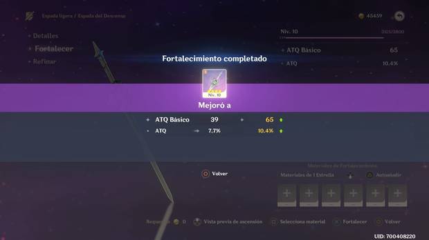 Genshin Impact: Fortalecer y subir armas de nivel