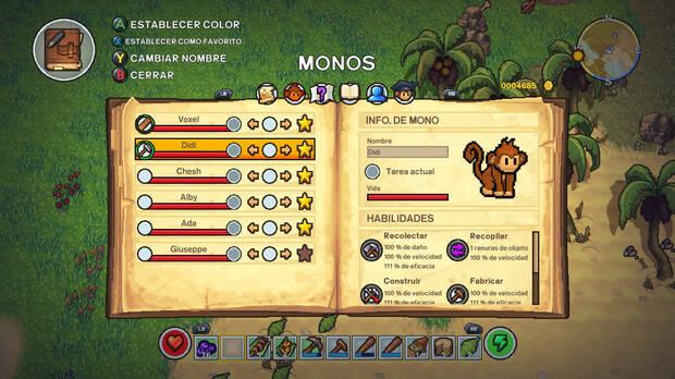 Cada mono tiene sus caracter�sticas, habilidades y niveles propios que se ir�n mejorando a medida que se embarquen en aventuras con nosotros.