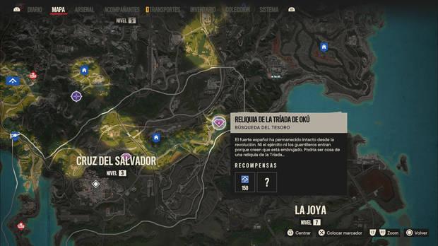 Far Cry 6: Localización de la misión búsqueda del tesoro Reliquia de la Tríada de Okú