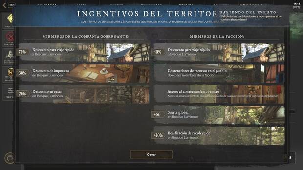 New World - Economía: beneficios por controlar una zona