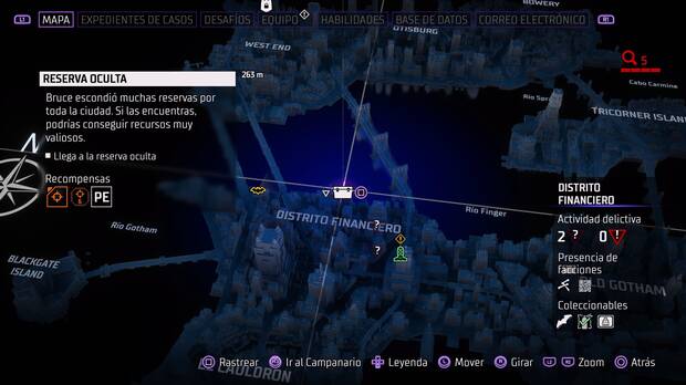 Gotham Knights - Localización en el mapa de la reserva oculta de Distrito Financiero 2